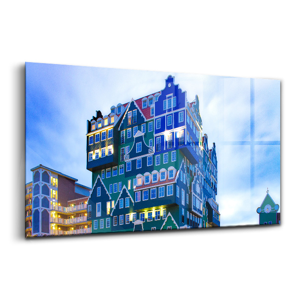 Tablou de sticlă Casă colorată în Amsterdam