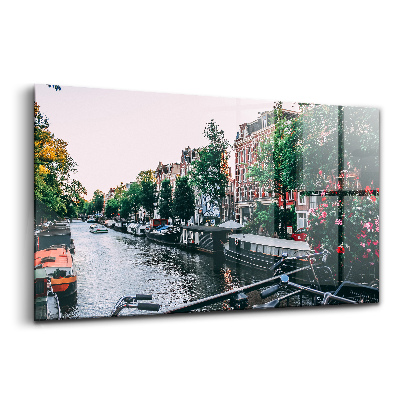 Tablou din sticlă Biciclete pe pod