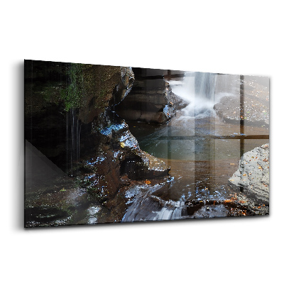 Tablou de sticlă Cascadă peste stânci Islanda