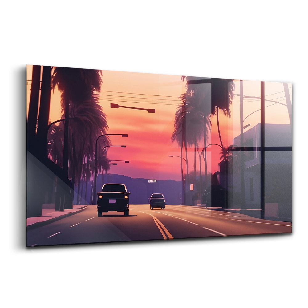 Tablou sticlă Apus de soare în la