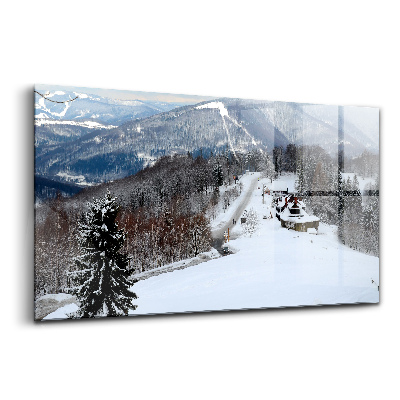 Tablou pe sticlă Silezia Beskids Ustroń iarnă