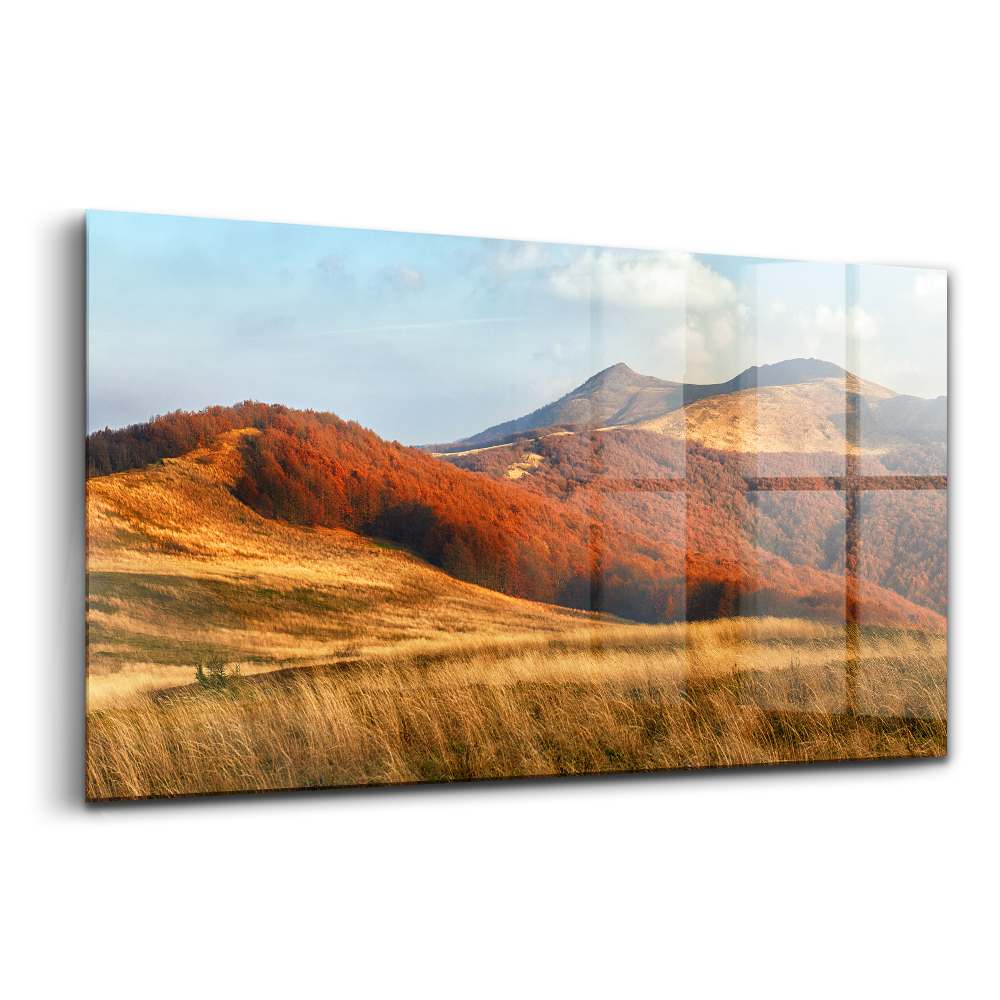 Tablou sticlă Peisaj montan în toamnă