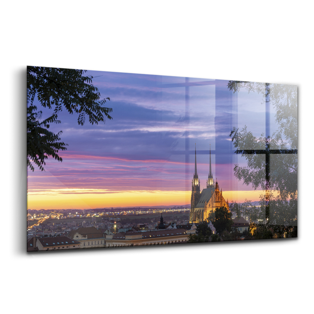 Tablou de sticlă Răsărit de soare Brno