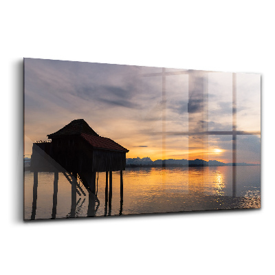 Tablou din sticlă Apus de soare Lacul Constanța