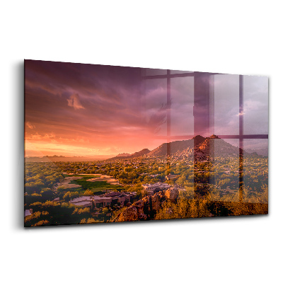 Tablou pe sticlă Apus de soare peste nordul orașului Scottsdale
