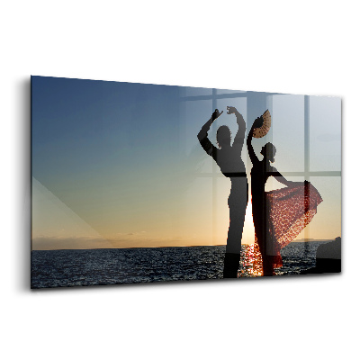 Tablou din sticlă Dans spaniol la malul mării