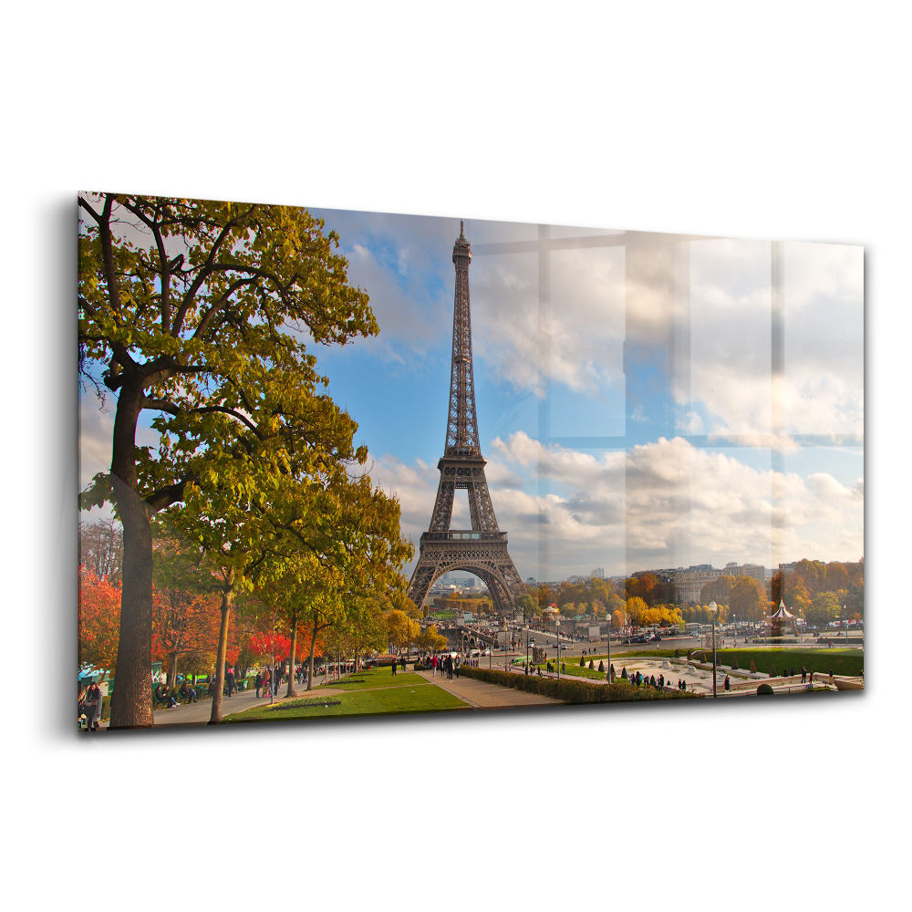 Tablou din sticlă Toamna în Franța Turnul Eiffel