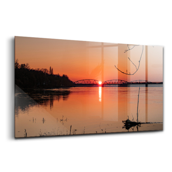 Tablou sticlă Lac la apus