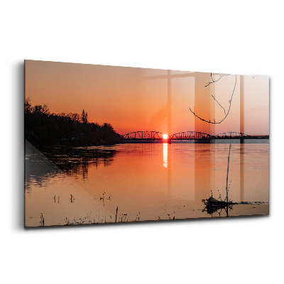 Tablou sticlă Lac la apus