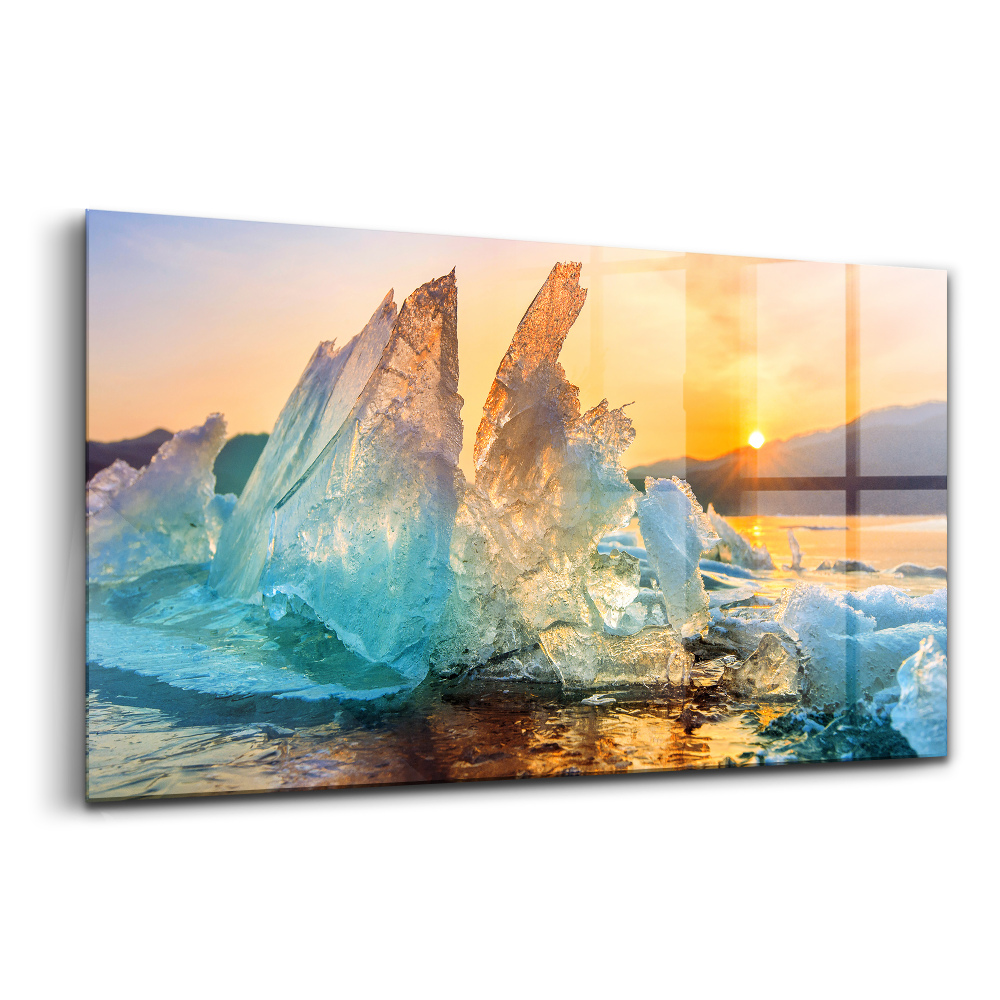 Tablou de sticlă O bucată de gheață la răsăritul soarelui
