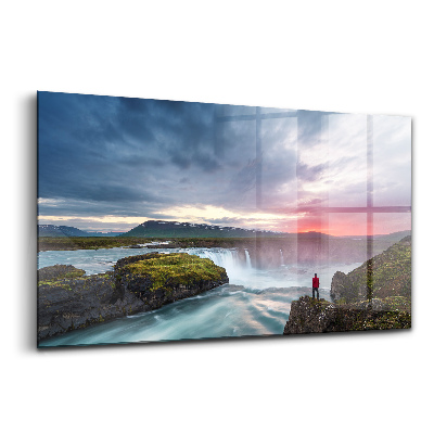 Tablou pe sticlă Peisaj cu cascada Godafoss