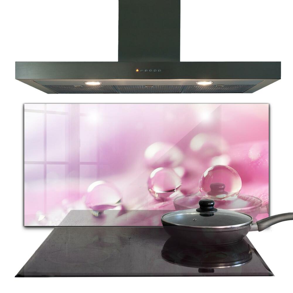 Sticlă bucătărie Picături de rouă pe o floare roz