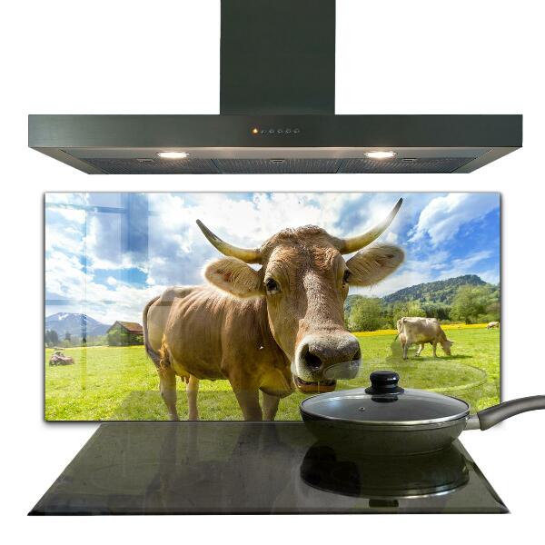 Sticlă pentru bucătărie Climă de țară Cow Field