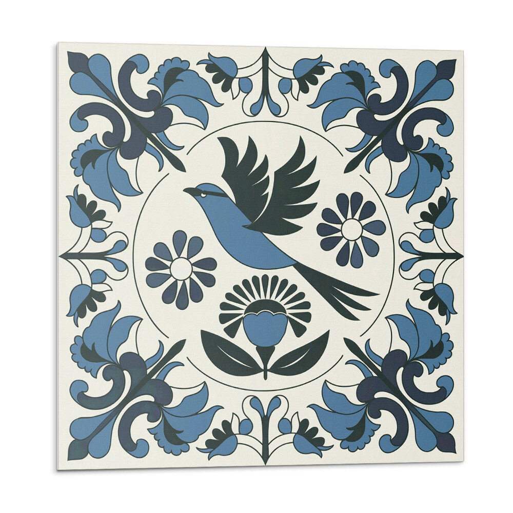 Panou decorativ Motiv de pasăre printre flori colorate