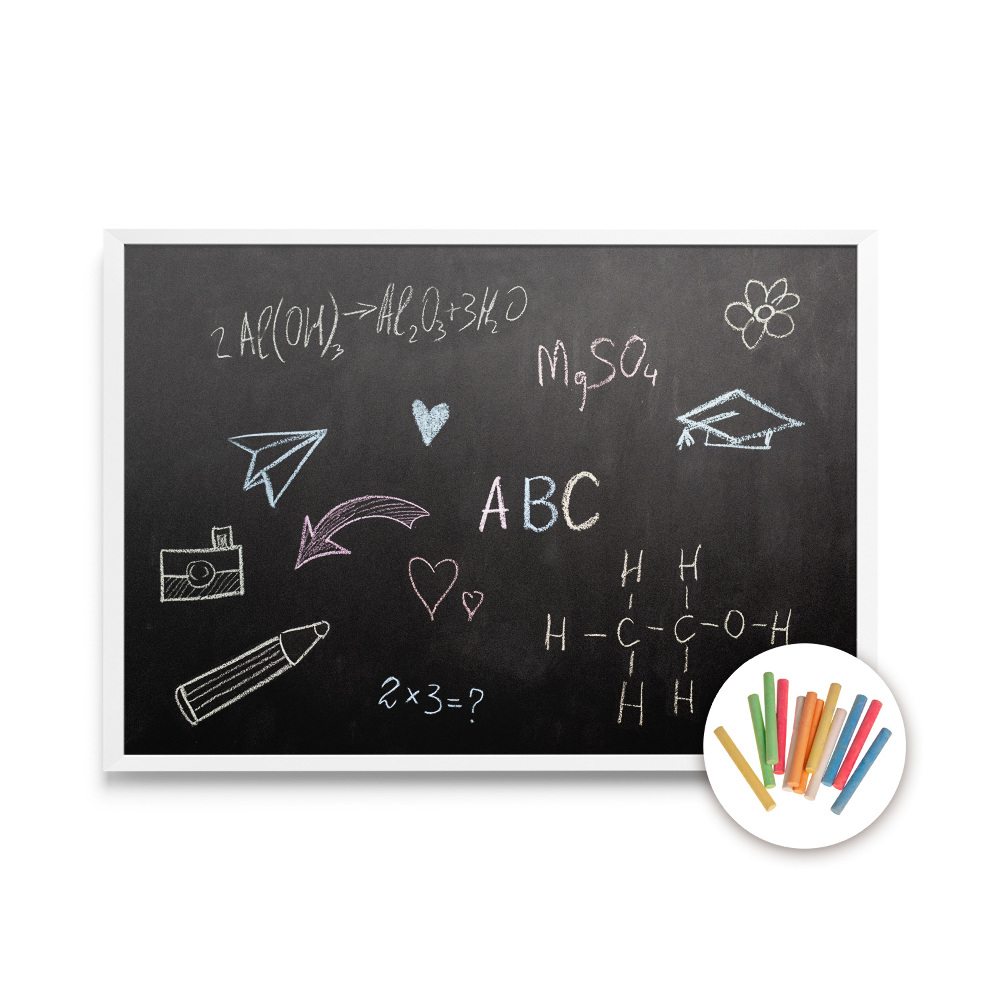 Tablă de scris cu cretă ramă albă 100x70