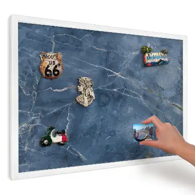 Tablă magnetică de perete cu design de marmură și nervuri bleumarin