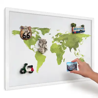 Panou magnetic decorativ de perete cu hartă în acuarelă verde