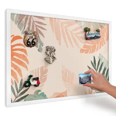 Panou magnetic decorativ de perete cu model frunze în tonuri pastelate calde