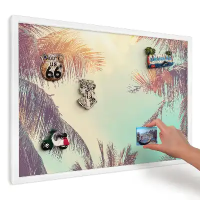 Tablă magnetică de perete cu model tropical Palmieri la soare