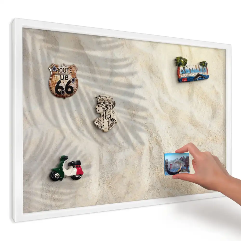 Panou magnetic decorativ cu imprimeu umbrele palmierilor pe nisip