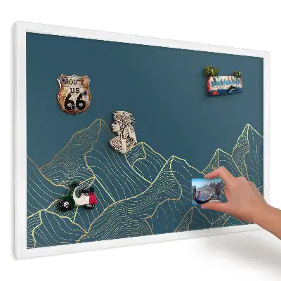 Panou magnetic decorativ cu peisaj montan pe fundal întunecat