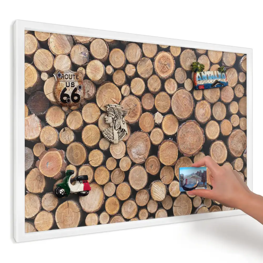 Panou decorativ magnetic cu aspect de secțiuni de lemn cald