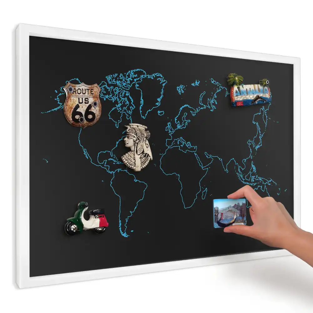 Panou magnetic decorativ cu conturul hărții albastru deschis