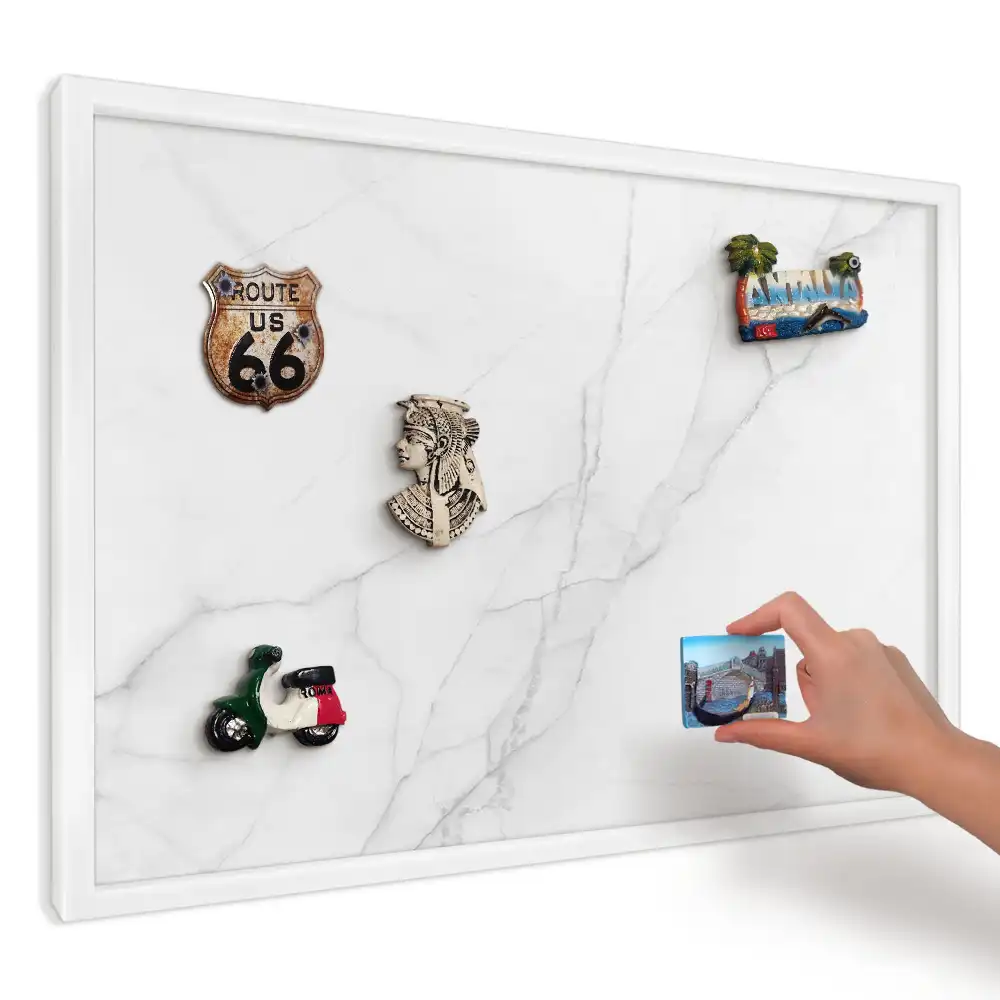Panou magnetic decorativ cu model de marmură deschisă și vene gri