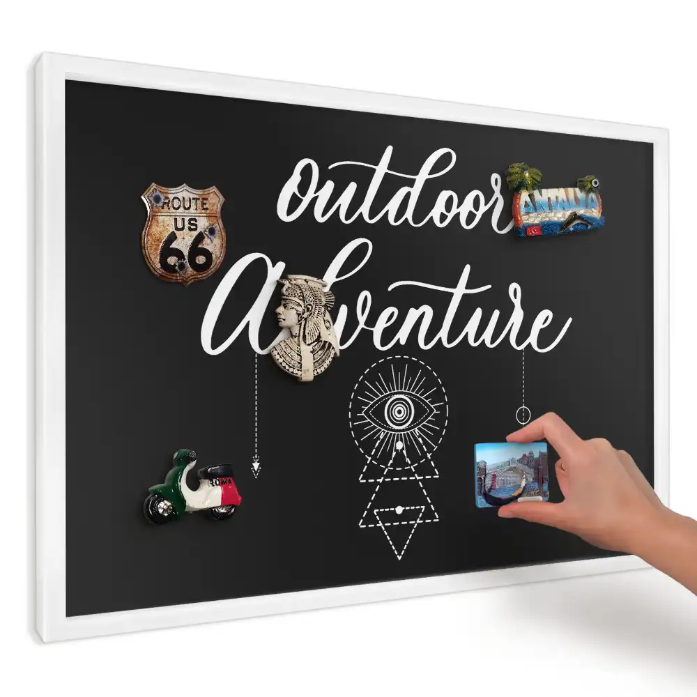 Panou magnetic decorativ de perete cu model geometric alb-negru