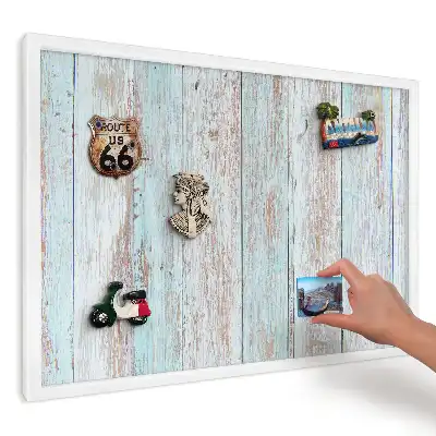 Tablă magnetică de perete cu model scânduri vechi albastru pastel