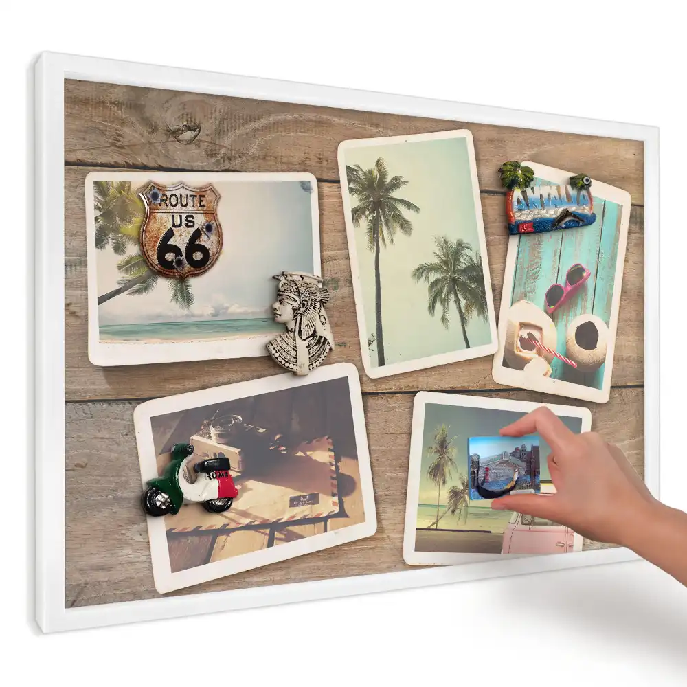 Panou magnetic decorativ cu design retro Cărți poștale tropicale