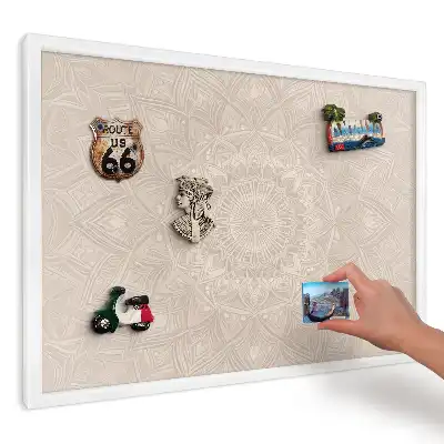 Panou magnetic decorativ de perete cu model geometrie mandala crem