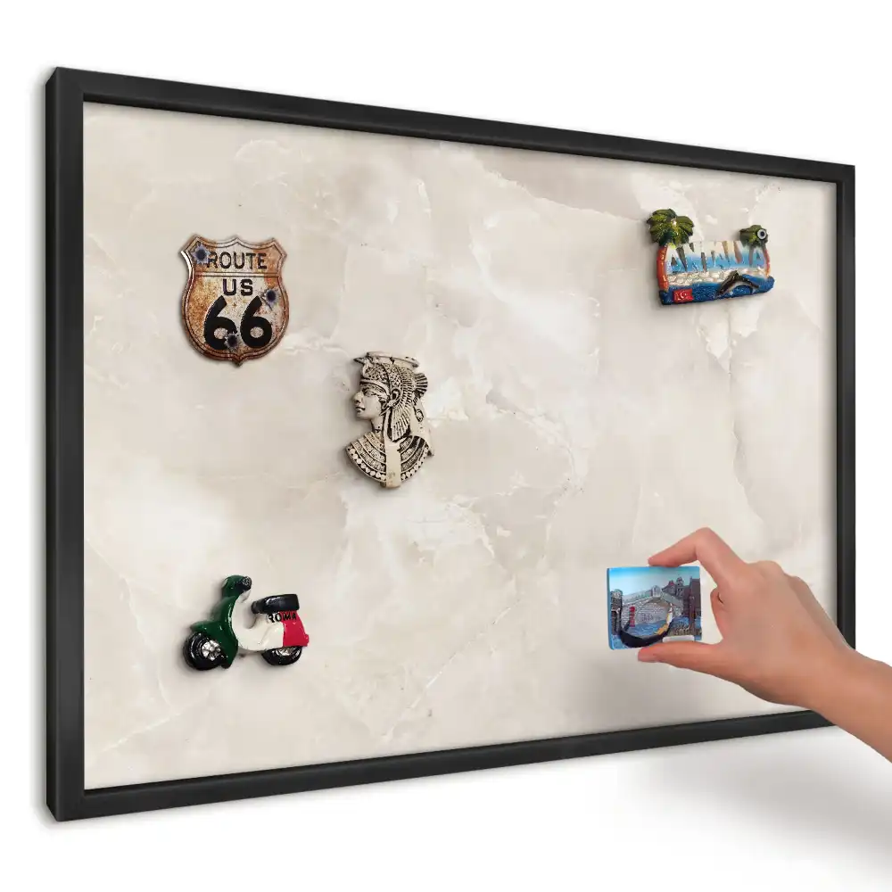 Panou magnetic pentru fotografii și suveniruri cu design de marmură bej