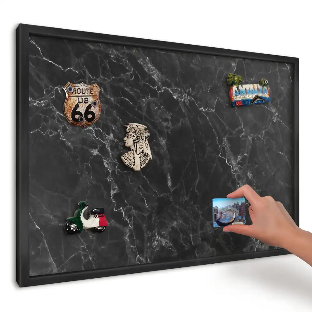 Tablă magnetică pentru magneți de frigider cu design marmură neagră