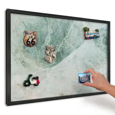Panou magnetic pentru amintiri din călătorii cu design natură verde-gri
