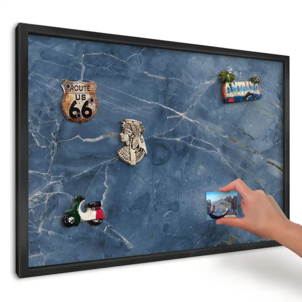 Panou magnetic pentru magneți de frigider cu design de marmură cu nervuri bleumarin