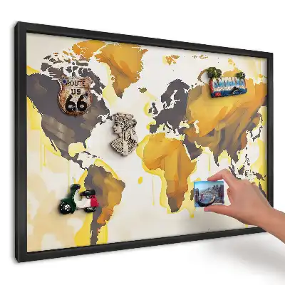 Panou magnetic pentru fotografii și suveniruri cu model abstract galben