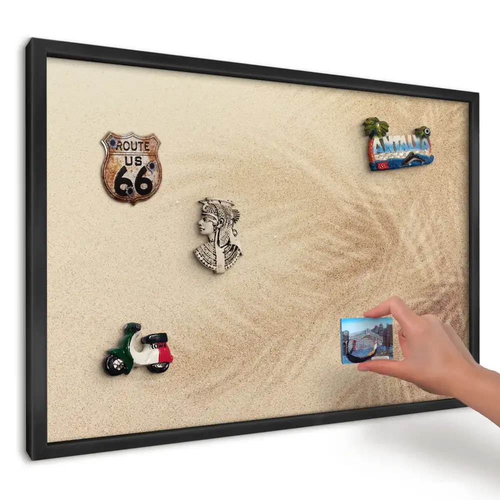 Panou magnetic pentru magneți de frigider cu model frunze de palmier nisipoase