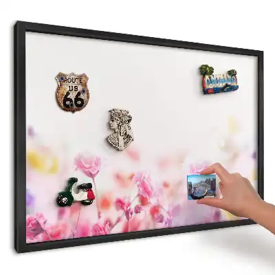 Tablă magnetică cu design de flori pastelate delicate
