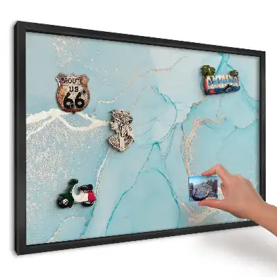 Panou magnetic pentru fotografii și suveniruri cu model abstract în nuanțe de turcoaz și bej