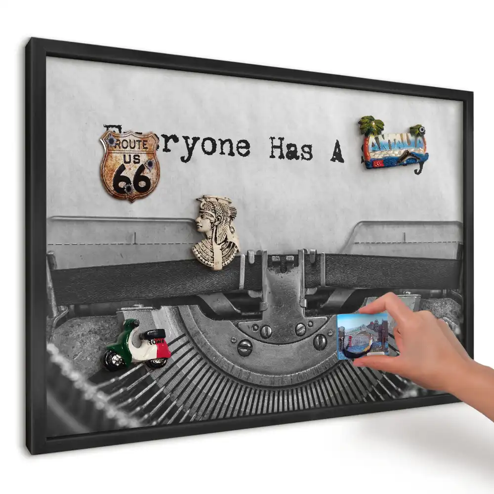 Tablă magnetică decorativă cu design retro mașină de scris pentru magneți de frigider