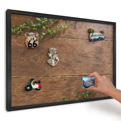 Tablă magnetică pentru magneți cu model de scânduri și frunze verzi