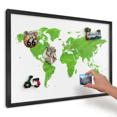 Panou magnetic pentru fotografii de călătorie cu hartă alb-verde