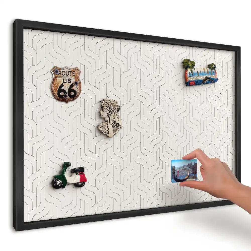 Tablă magnetică pentru magneți de frigider cu design geometric ondulat