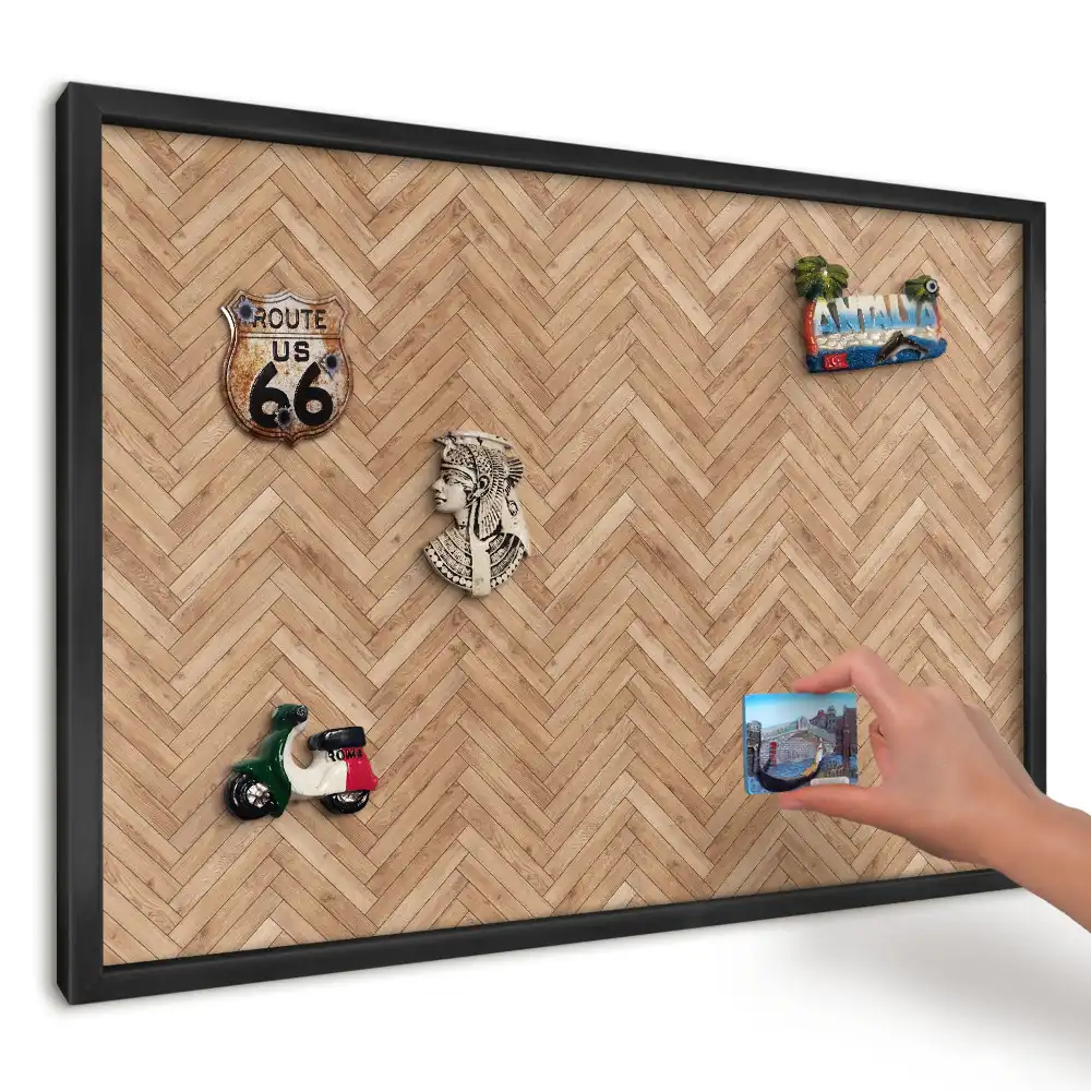 Panou magnetic pentru fotografii și suveniruri din călătorii cu design din lemn în formă de os de pește
