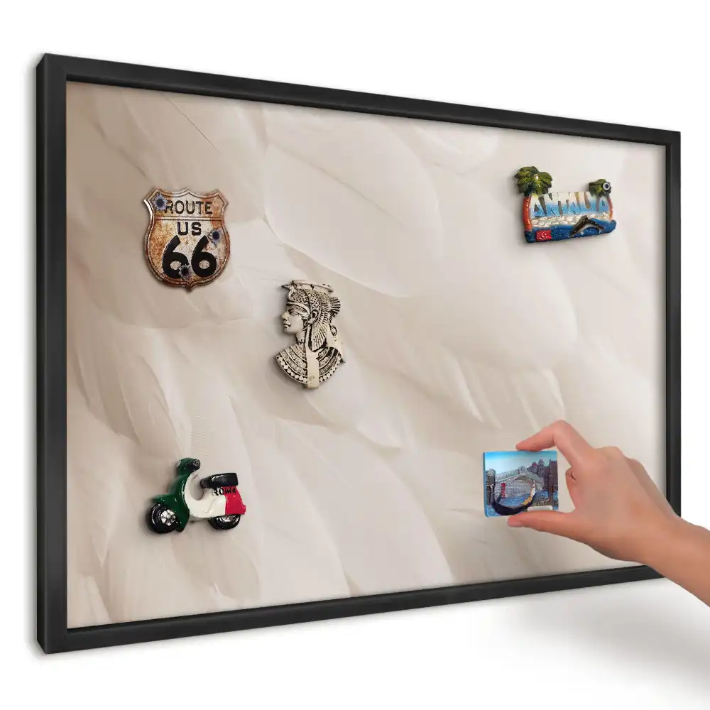 Panou magnetic pentru fotografii și suveniruri Eleganța penelor crem