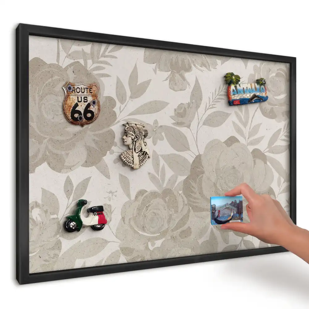 Panou magnetic pentru fotografii și suveniruri cu model de flori și frunze elegante