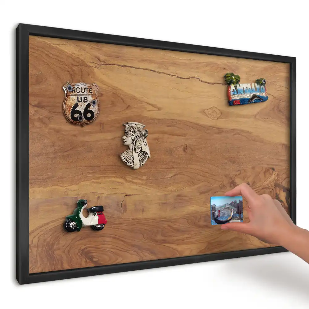 Panou magnetic pentru magneți de frigider cu model decorativ de lemn