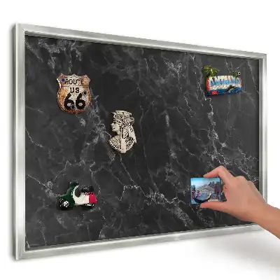 Tablă metalică de perete cu ramă decor marmură închisă cu vene deschise