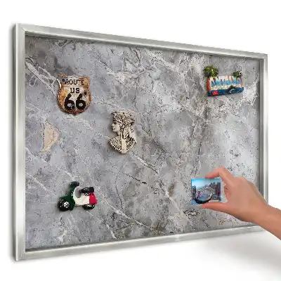 Panou magnetic înrămat cu model marmură gri și vene crem